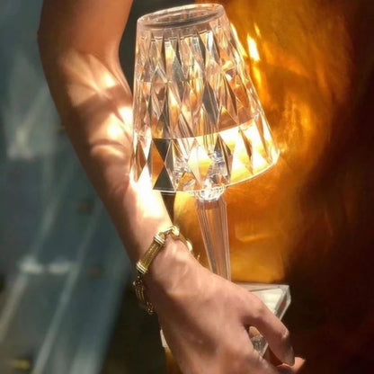 Lampe cristal scintillant tactile
