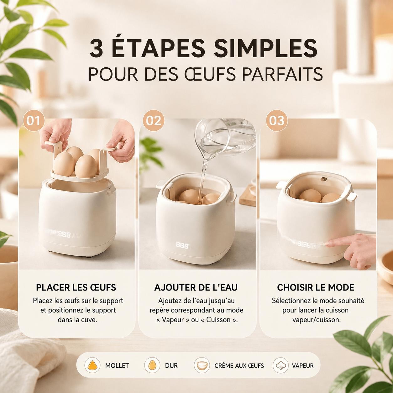 Cuiseur à œufs électrique avec arrêt automatique