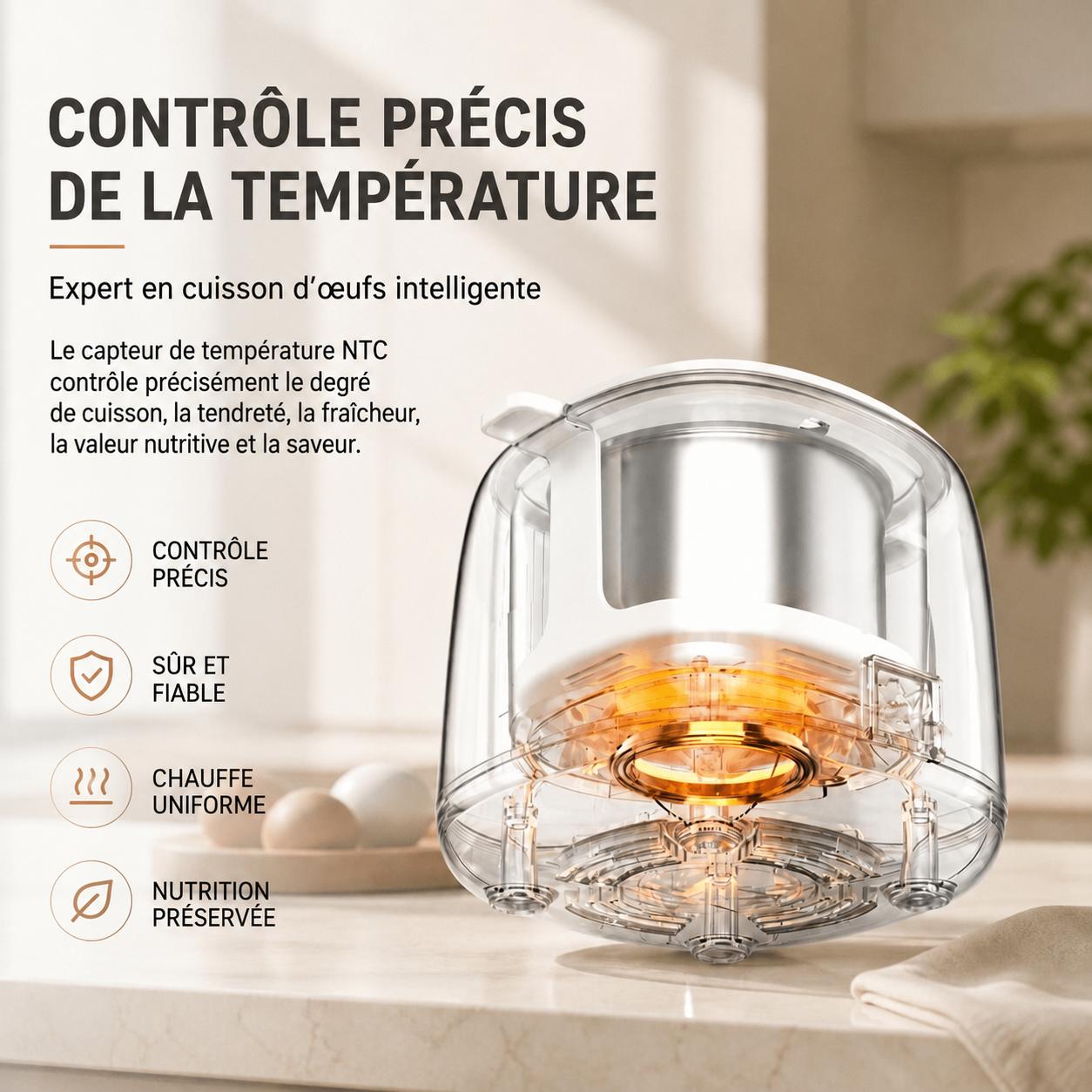 Cuiseur à œufs électrique avec arrêt automatique