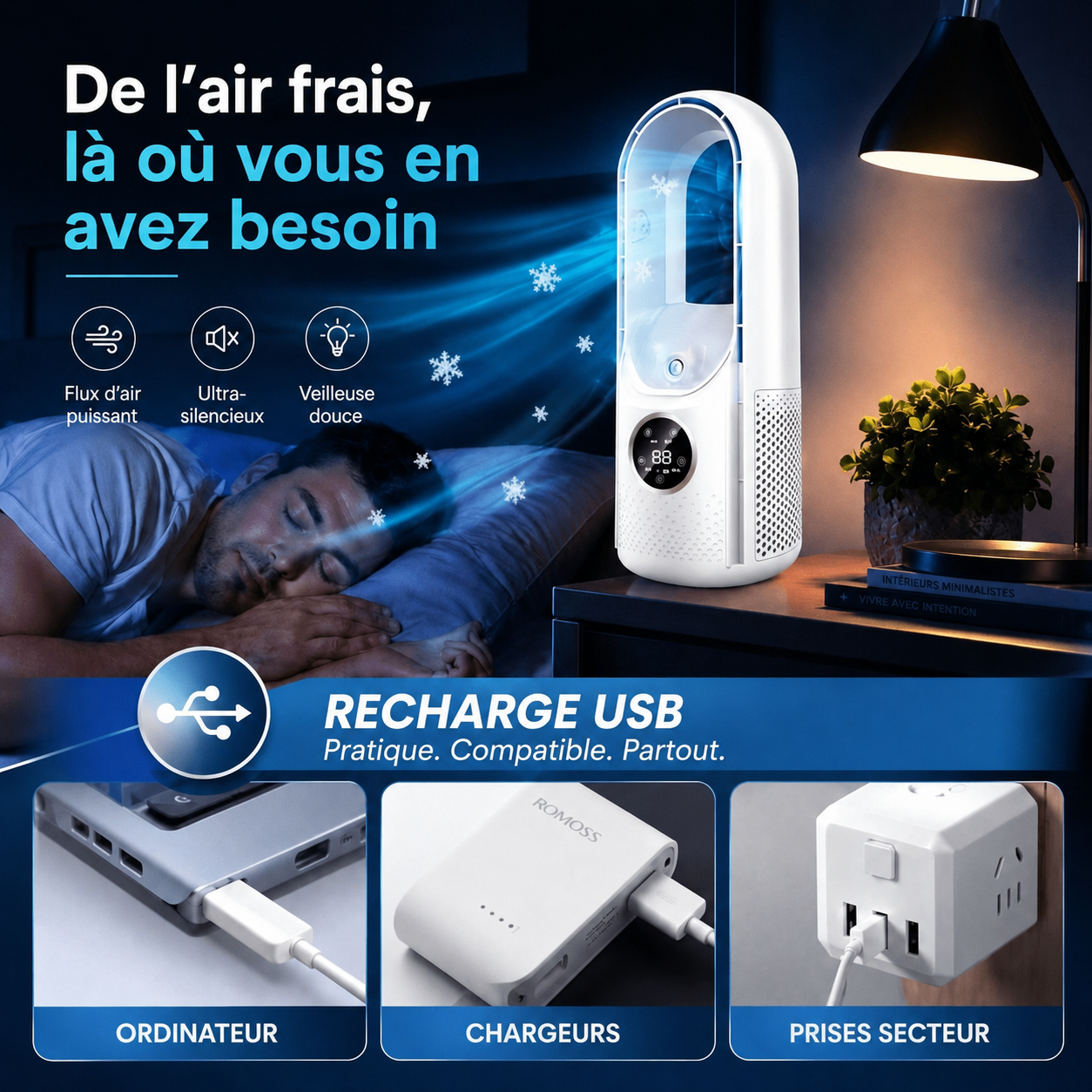 Ventilateur sur Pied Silencieux WhisperCool