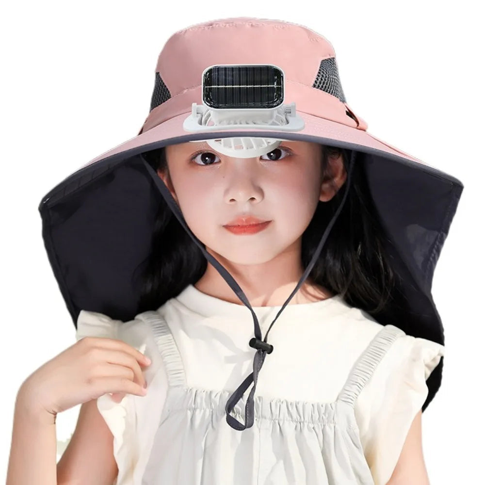 Chapeau enfant à ventilateur solaire réglable
