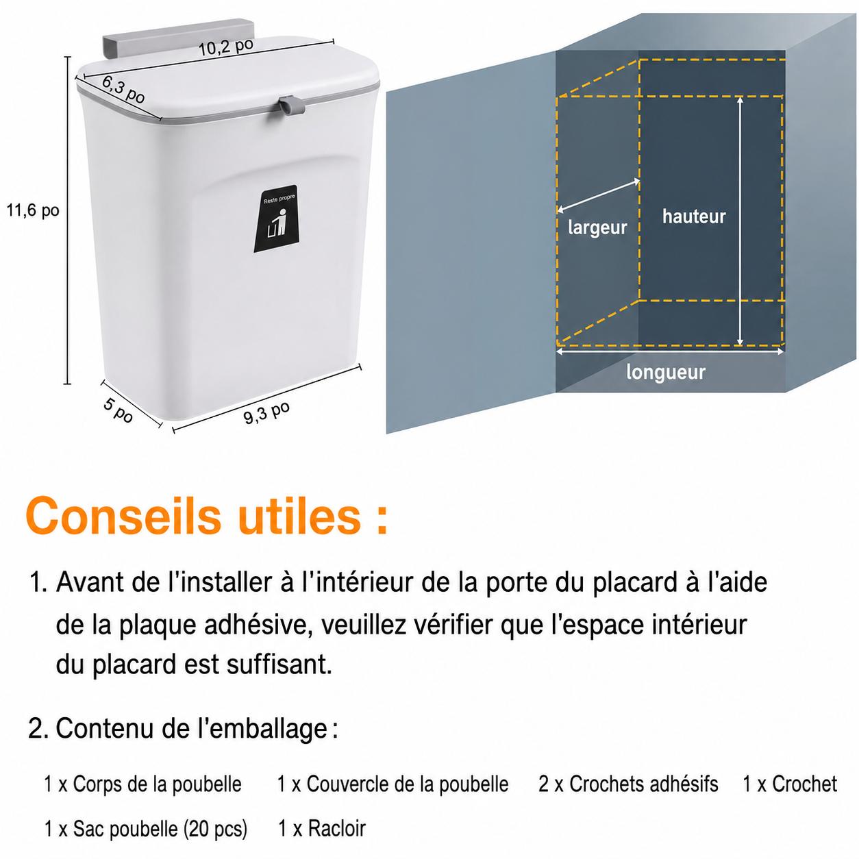 Bac à Compost de Cuisine 9L Anti-Odeurs