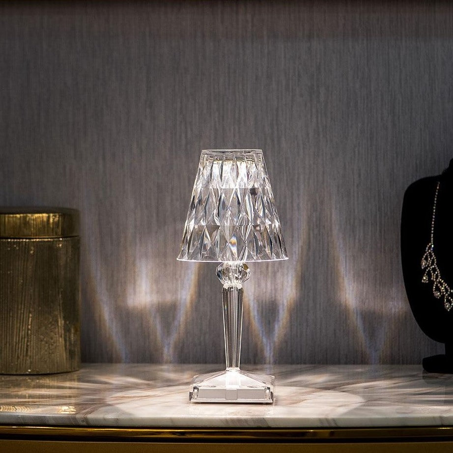 Lampe cristal scintillant tactile