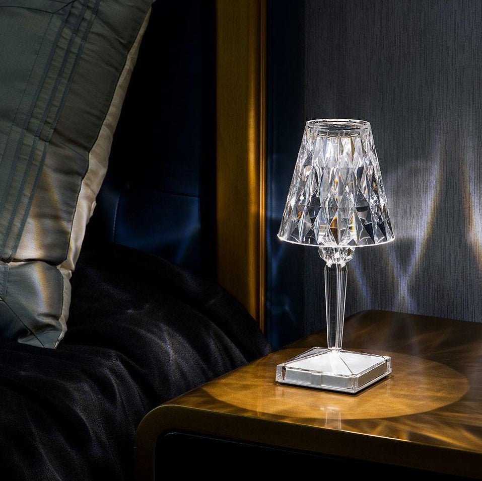 Lampe cristal scintillant tactile