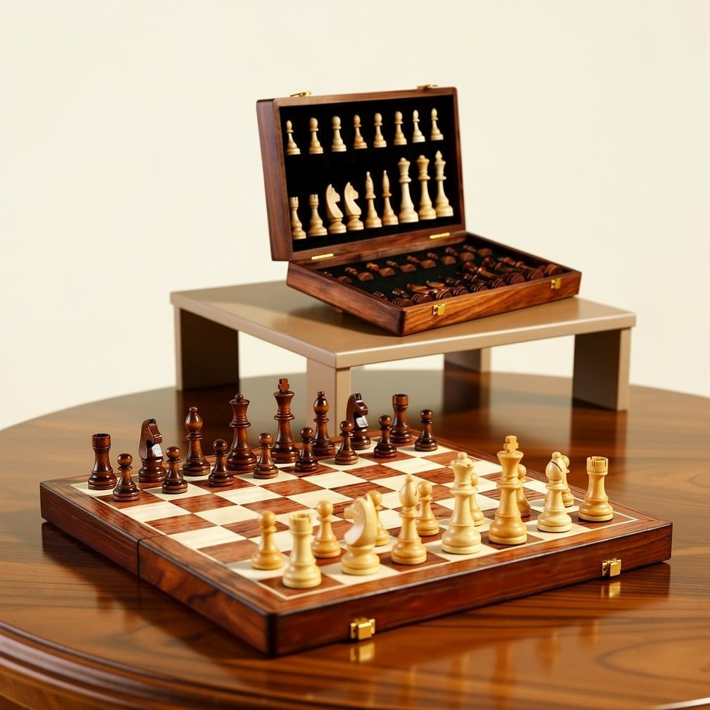 Jeu d'Échecs en Bois Pliable