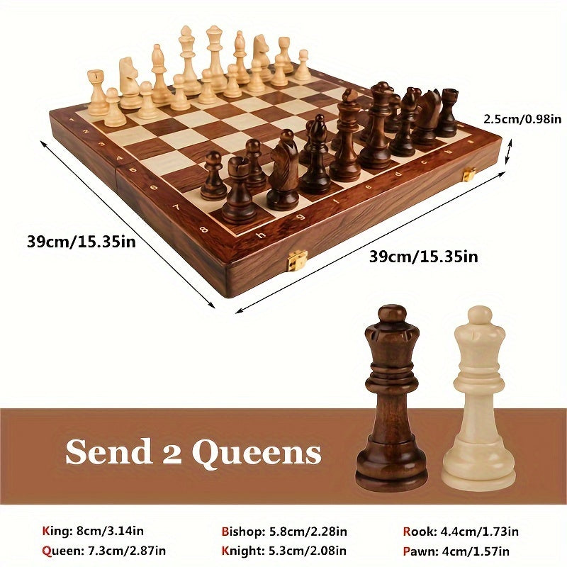 Jeu d'Échecs en Bois Pliable