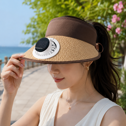 Chapeau de soleil à ventilateur solaire