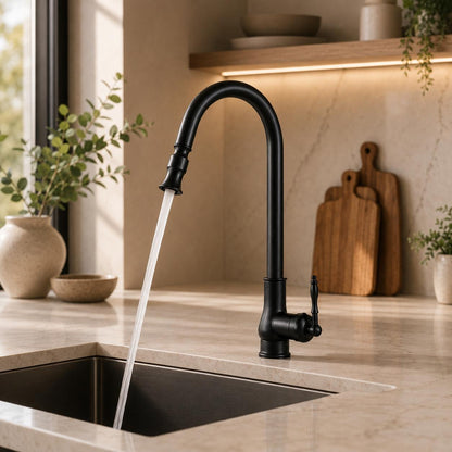 Robinet de cuisine extensible en laiton antique
