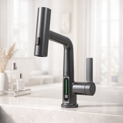 Robinet extensible à 5 jets avec température LED