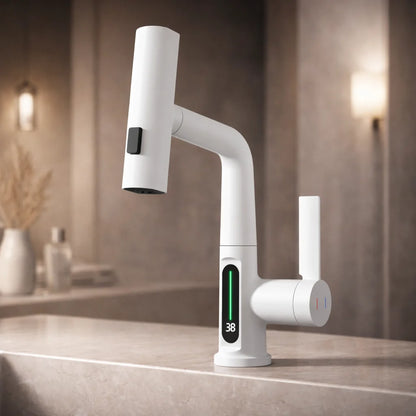 Robinet extensible à 5 jets avec température LED