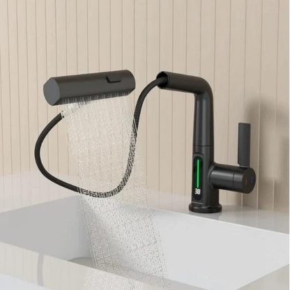 Robinet extensible à 5 jets avec température LED