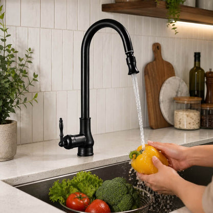 Robinet de cuisine extensible en laiton antique
